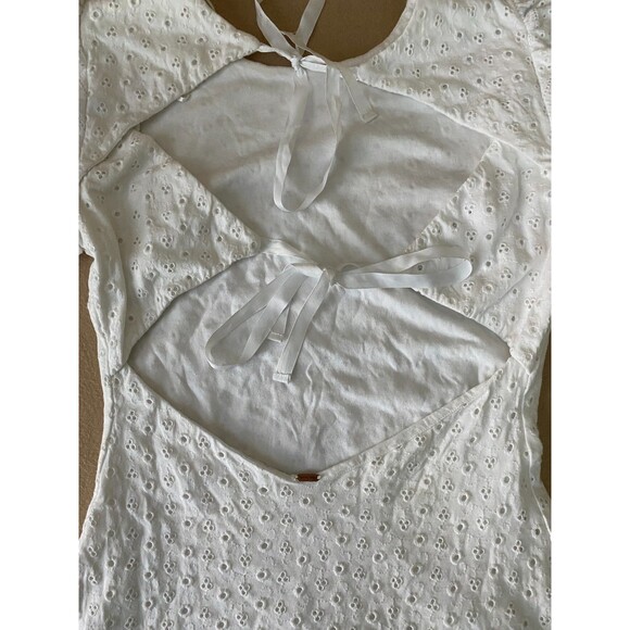FREE PEOPLE Apricot Rose Eyelet Mini Dress with Puff Sleeve, White, XS $138 NWT - Picture 7 of 12